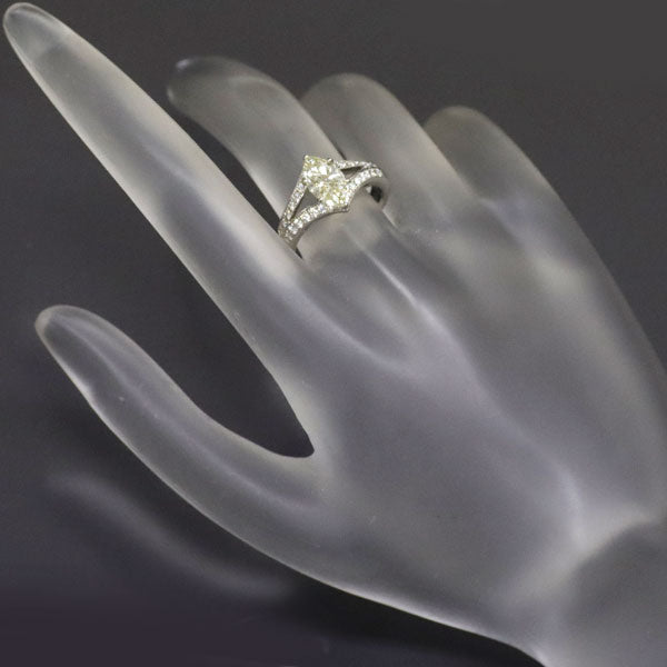 Heiwado Trading Pt950 Marquise Cut Diamond Ring 1.015ct VLY SI1 D0.25ct 