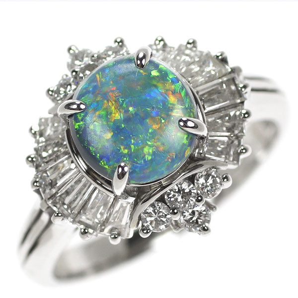 Mitsukoshi Pt900 Black Opal Diamond Ring 1.13ct D0.96ct 