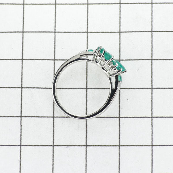 GSTV Pt950 Emerald Diamond Ring 0.75ct D0.12ct Flower 