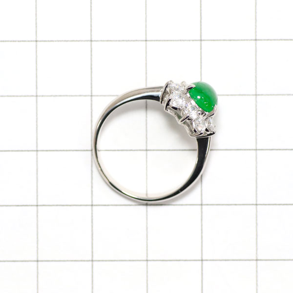 Pt900 Jade Diamond Ring 1.57ct D1.00ct 
