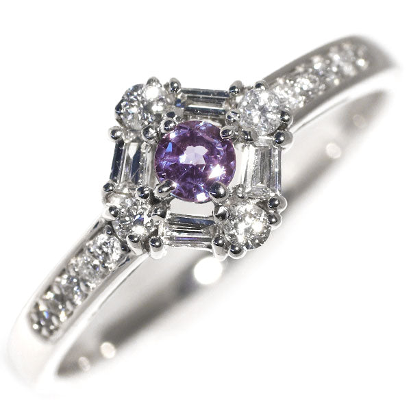 Rare Pt900 Alexandrite Diamond Ring 0.15ct D0.28ct 