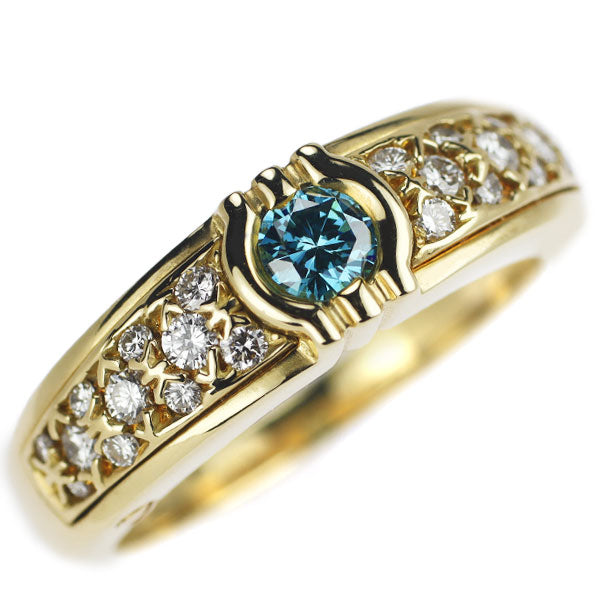 Korloff K18YG Treated Blue/Colorless Diamond Ring 0.55ct 