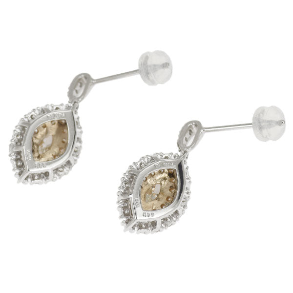 New Pt/K18PG Marquise Cut Diamond Earrings 0.48ct D1.04ct 