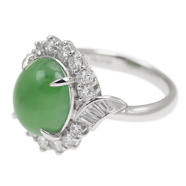 Pt900 Jade Diamond Ring 5.10ct D0.74ct 