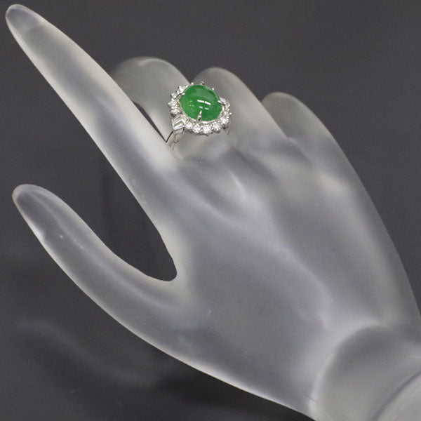 Pt900 Jade Diamond Ring 5.10ct D0.74ct 