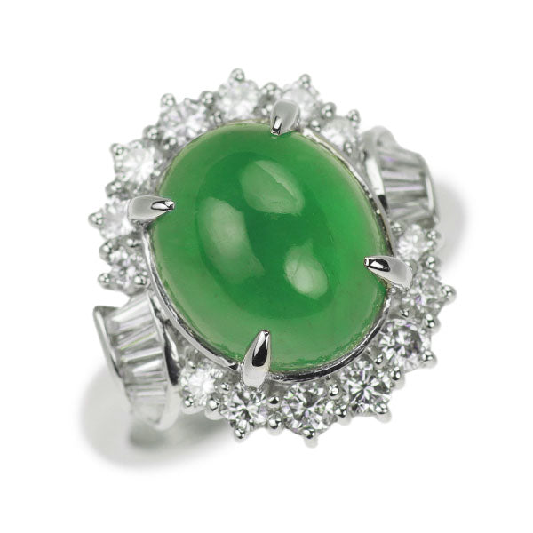 Pt900 Jade Diamond Ring 5.10ct D0.74ct 