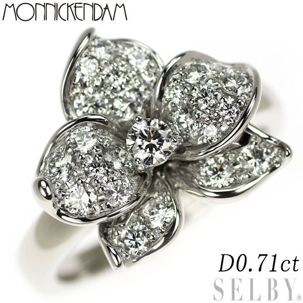 Monnickendam K18WG Diamond Ring 0.71ct Flower 