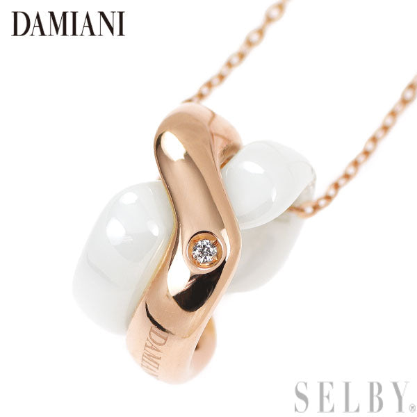 Damiani Ceramic/K18PG Diamond Pendant Necklace Abraccio 