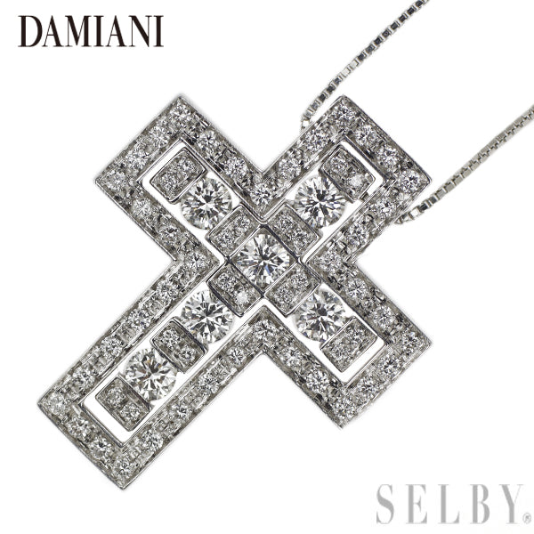 Damiani K18WG Diamond Pendant Necklace Belle Epoque Cross 