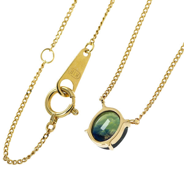 K18YG Blue Green Sapphire Pendant Necklace 1.45ct 
