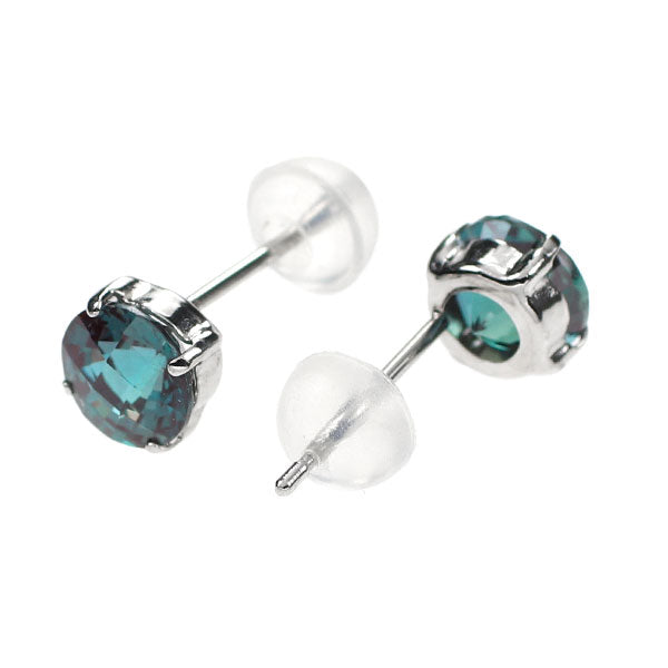Pt900 Synthetic Alexandrite Earrings 1.30ct 