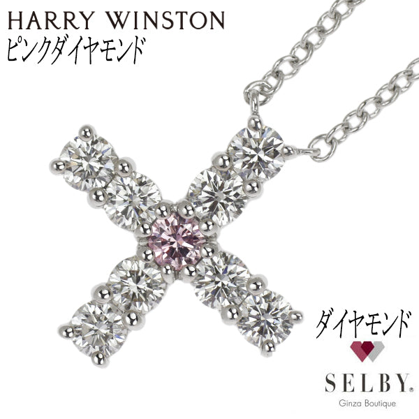 Harry Winston Pt950 Pink Diamond Pendant Necklace Mini Cross 41.0cm《Selby Ginza Store》[S, Like New, Polished] [Used] 