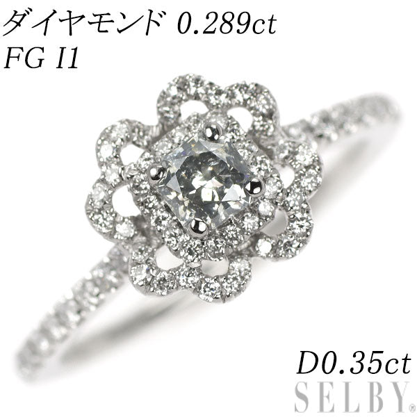 Pt900 Diamond Ring 0.289ct FG I1 D0.35ct Flower 