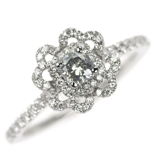 Pt900 Diamond Ring 0.289ct FG I1 D0.35ct Flower 