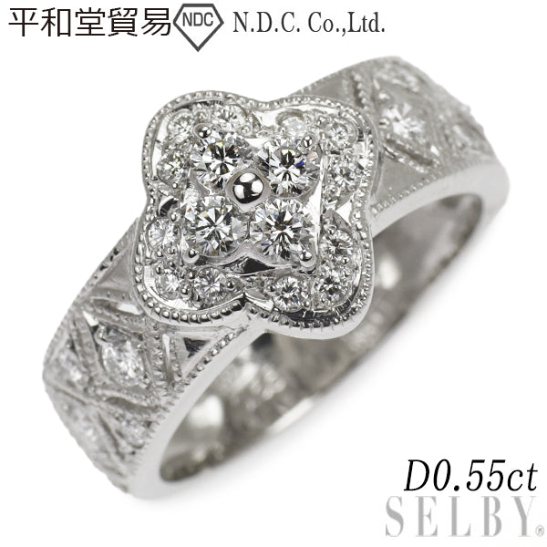Heiwado Trading NDC Pt950 Diamond Ring 0.55ct Flower 