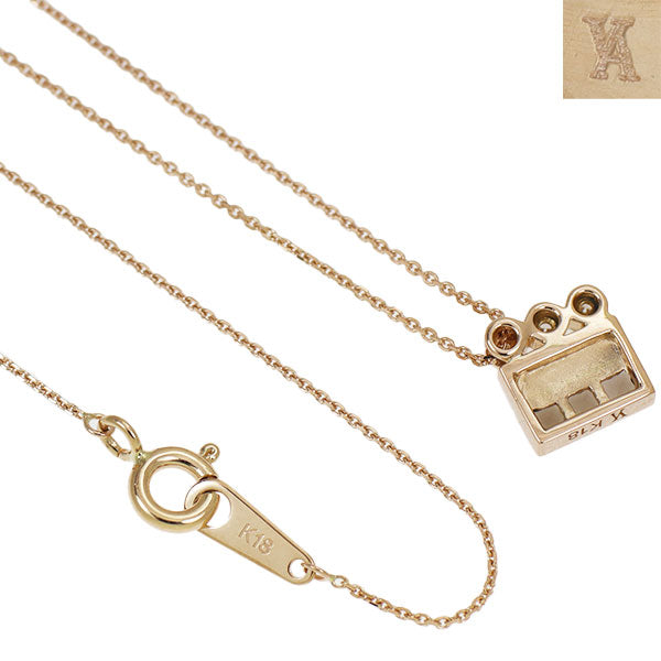 Vendome Aoyama K18PG Smoky Quartz Diamond Pendant Necklace 