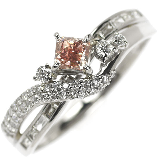 Pt900 Natural Pink Diamond Ring 0.444ct FDBOP SI2 D0.50ct 