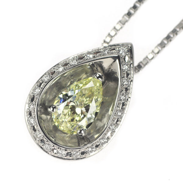 Pt900/ Pt850 ペアシェイプ ダイヤモンド ペンダントネックレス 0.603ct D0.10ct