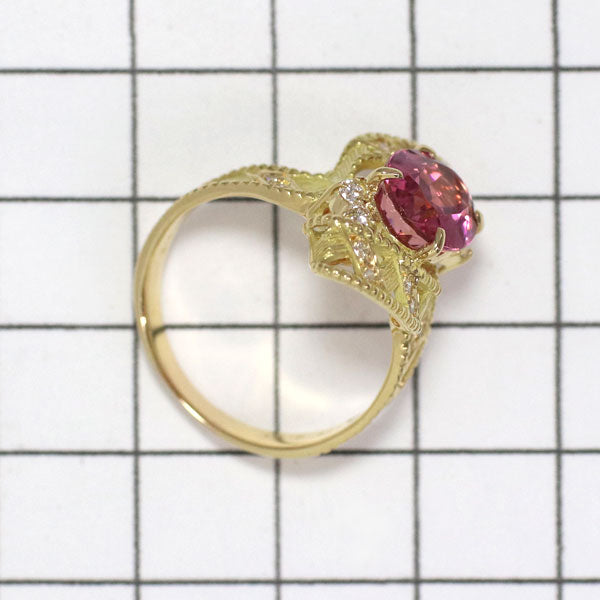 K18YG Pink Tourmaline Diamond Ring 2.83ct D0.25ct 