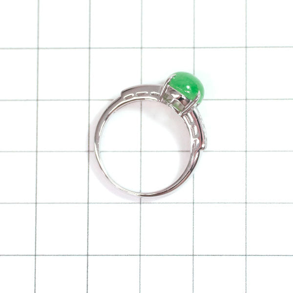 Pt900 Jade Diamond Ring 2.49ct D0.58ct 