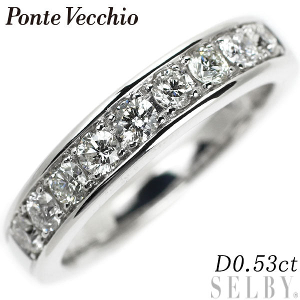 Ponte Vecchio K18WG Diamond Ring 0.53ct Half Eternity 