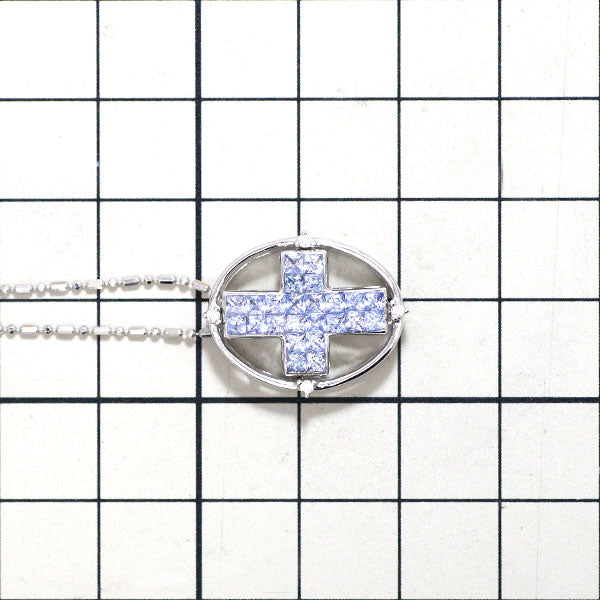 Les Essentiels K18WG Sapphire Diamond Pendant Necklace 1.10ct D0.04ct 