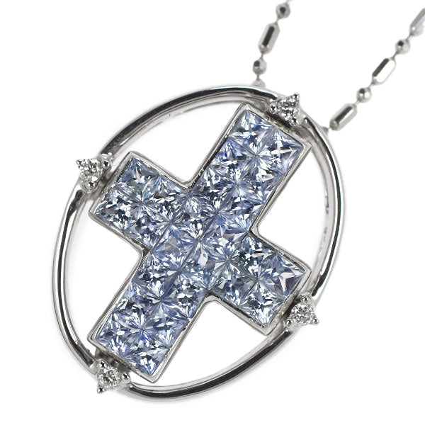 Les Essentiels K18WG Sapphire Diamond Pendant Necklace 1.10ct D0.04ct 