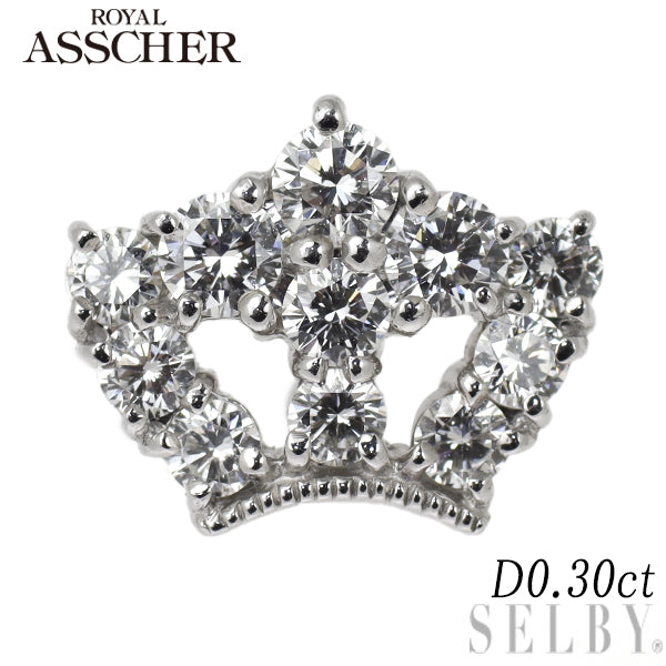 Royal Asscher Pt900 Diamond Pin Brooch 0.30ct Crown 