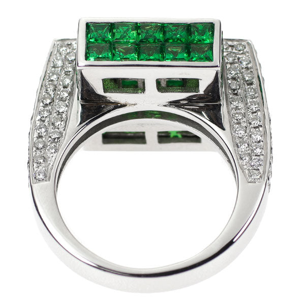 K18WG Green Garnet Diamond Ring 5.20ct D1.50ct 