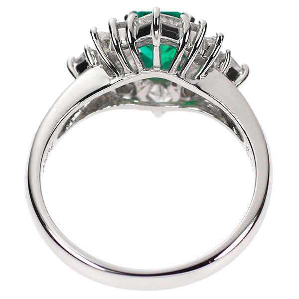 Pt900 emerald diamond ring 0.58ct D0.75ct 