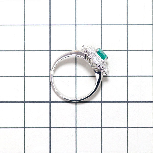 Pt900 emerald diamond ring 0.58ct D0.75ct 