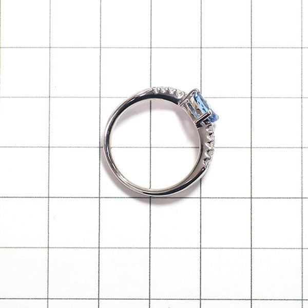 Pt900 Pear Shape Aquamarine Diamond Ring 0.70ct D0.30ct 