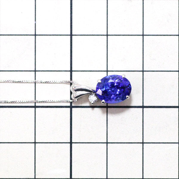 K18WG Tanzanite Diamond Pendant Necklace 2.853ct D0.05ct 