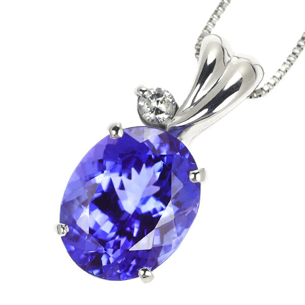 K18WG Tanzanite Diamond Pendant Necklace 2.853ct D0.05ct 