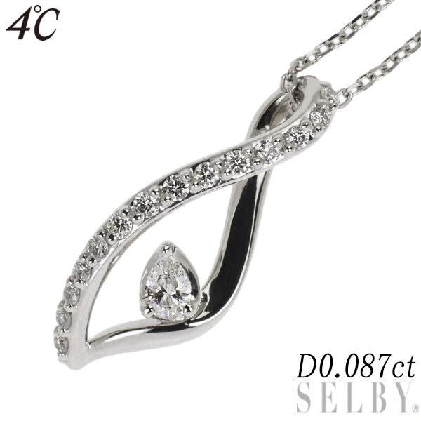 4℃ Pt850 Diamond Pendant Necklace 0.087ct 