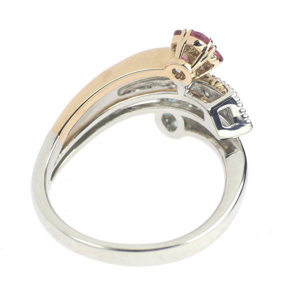 K18/Pt Paraiba Tourmaline Pink Tourmaline Awinite Diamond Ring 0.20ct T0.20ct H0.02ct D0.21ct Flower 