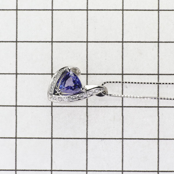 Pt Tanzanite Diamond Pendant Necklace 1.11ct D0.14ct 