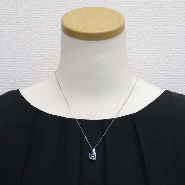 Pt Tanzanite Diamond Pendant Necklace 1.11ct D0.14ct 