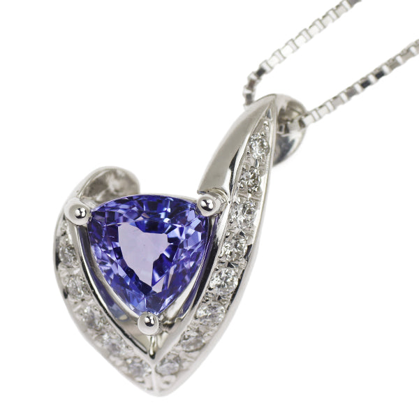 Pt Tanzanite Diamond Pendant Necklace 1.11ct D0.14ct 