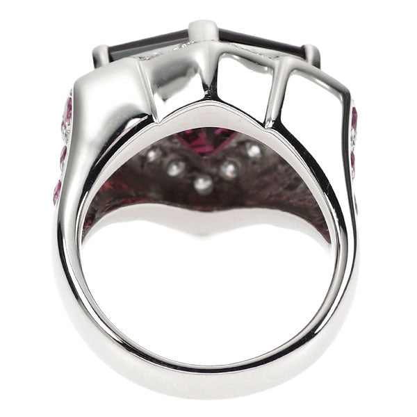 Pt900 Garnet Pink Sapphire Diamond Ring 6.53ct PS0.97ct D0.28ct 