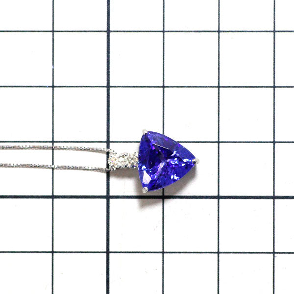 Pt Tanzanite Diamond Pendant Necklace 4.23ct D0.17ct 