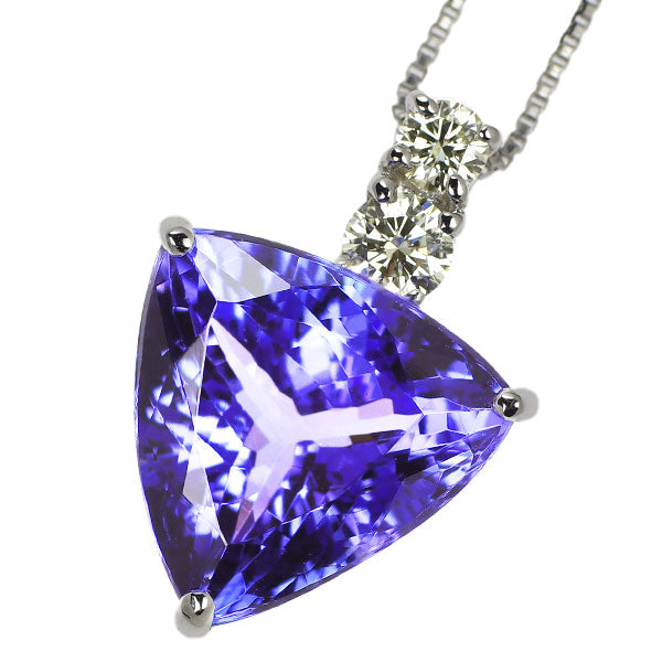 Pt Tanzanite Diamond Pendant Necklace 4.23ct D0.17ct 