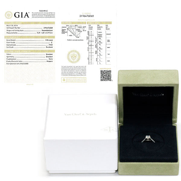 Van Cleef &amp; Arpels Pt950 Diamond Ring 0.54ct E VVS2 3EX Romance #8.0 《Selby Ginza Store》 [S Like New] [Used] 