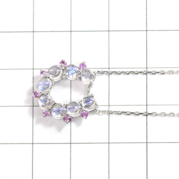 Masumi Kasahara K18WG Moonstone Pink Sapphire Pendant Necklace 1.85ct PS0.20ct Horseshoe 