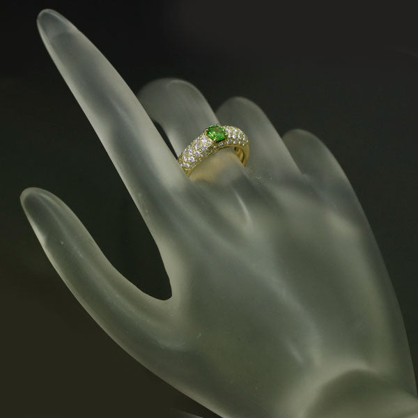 Heiwado Trading Rare K18YG Demantoid Garnet Diamond Ring 0.45ct D0.66ct 