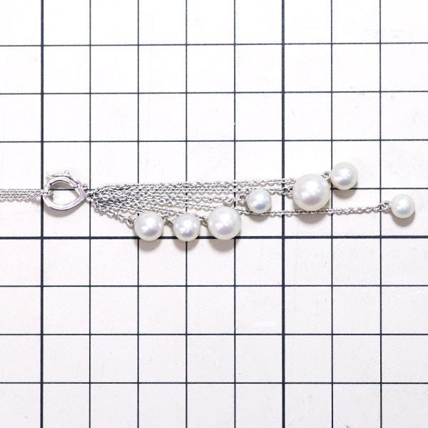 MIKIMOTO K18WG Akoya pearl diamond pendant necklace, diameter approx. 4.8-7.6mm 