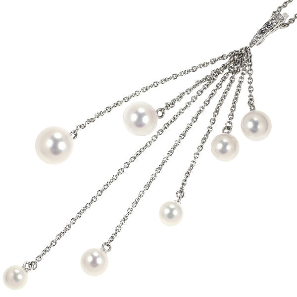 MIKIMOTO K18WG Akoya pearl diamond pendant necklace, diameter approx. 4.8-7.6mm 