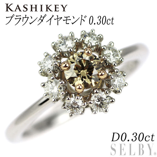 Kashikei Pt900/K18PG Brown Diamond Ring 0.30ct D0.30ct 