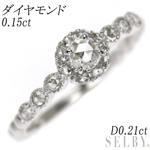 K18WG ローズカット ダイヤモンド リング 0.15ct D0.21ct