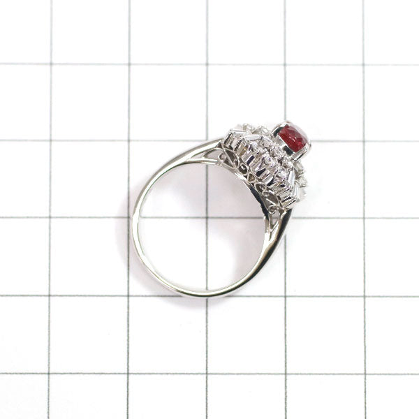 Pt900 Ruby Diamond Ring 0.73ct D0.66ct 